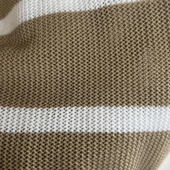 Tommy Bahama Knit Tan White Striped Knit Mesh Tunic Top Sweater - Picture 6 of 7
